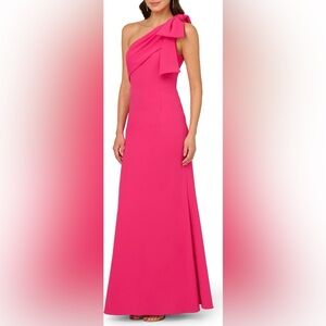 Adrianna Papell One-Shoulder Fuchsia Dress